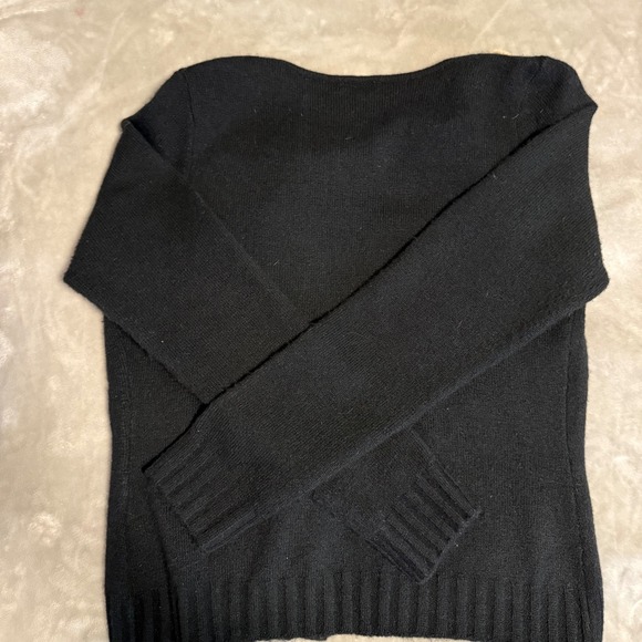 Black Faux Fur Rosette Trim Cardigan Sweater Gaby & Eden Size L - Picture 7 of 11